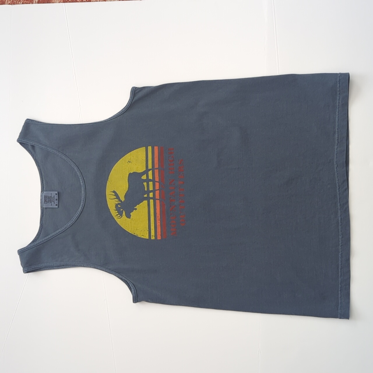Mountain High Outfitters Moose Sunset Retro Vintage Look Tank Blue Medium — image 5 of 8